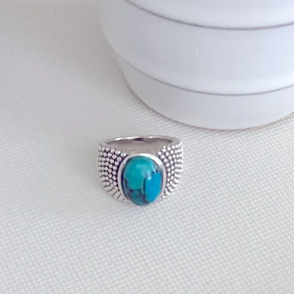 Michael Dawkins Turquoise and Silver Ring - Picture 2 of 8